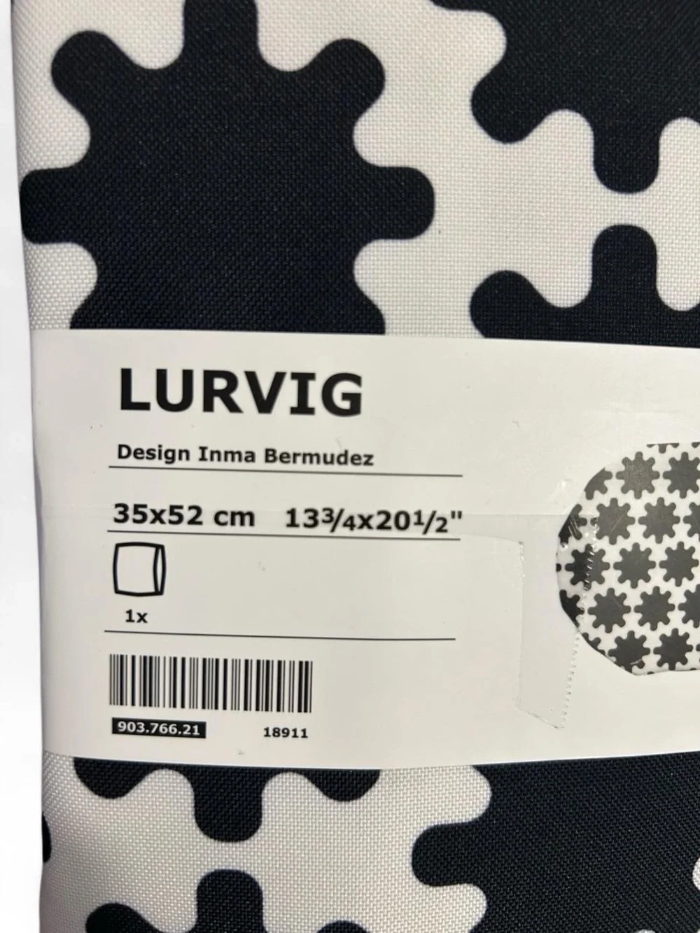 IKEA LURVIG Pet Cushion Bed Cover Black White Geometric 13x20 Inma Bermudez